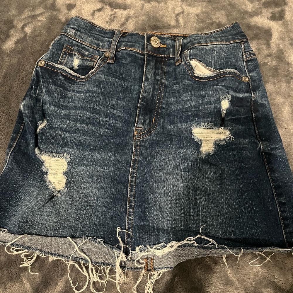 high rise aero jean skirt.